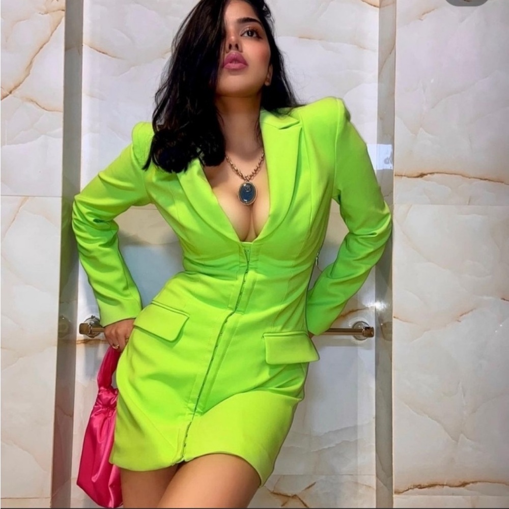 VIRAL ZARA Lime blazer dress-medium